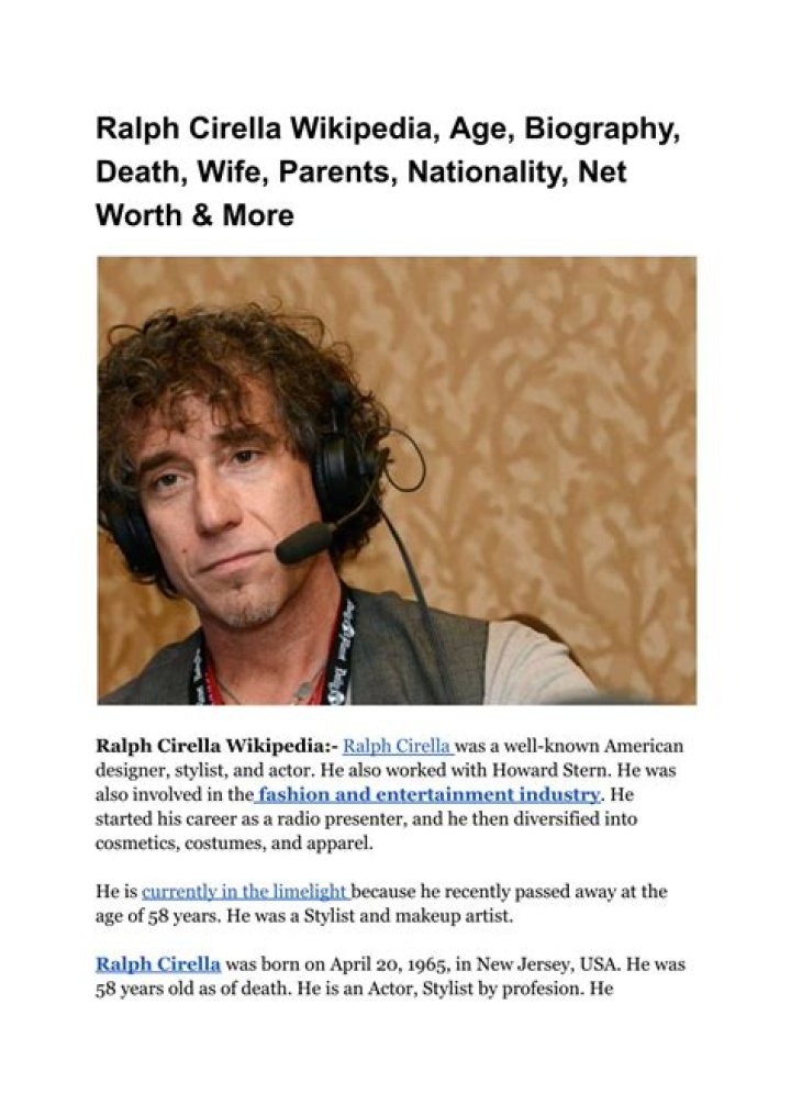 Ralph Cirella Wikipedia, Age, Biography, Death, Wife, Parents, Nationality, Net Worth ·